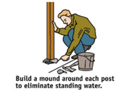 Build a Mound Around the Fence Post to Eliminate Standing Water